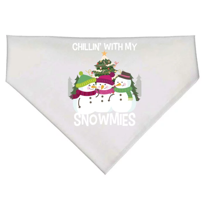 Chillin' With My Snowmies Xmas Snow Gift USA-Made Doggie Bandana