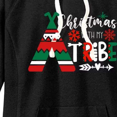 Christmas With My Tribe Red Plaid Family Matching Outfit Gift Women's Fleece Hoodie