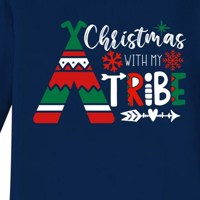 Christmas With My Tribe Red Plaid Family Matching Outfit Gift Baby Long Sleeve Bodysuit