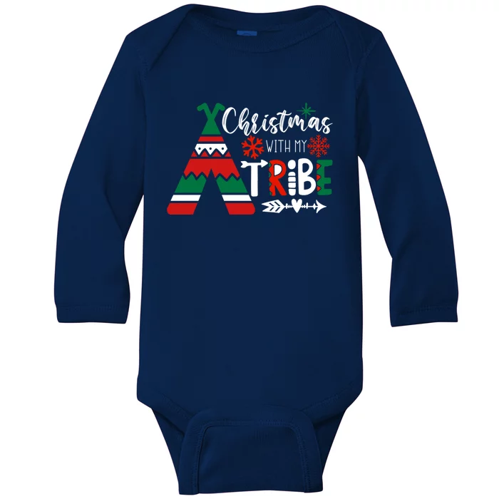 Christmas With My Tribe Red Plaid Family Matching Outfit Gift Baby Long Sleeve Bodysuit