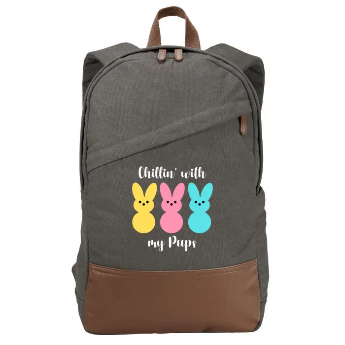 Chillin With My Peeps Easter Bunny Funny Cute Cotton Canvas Backpack