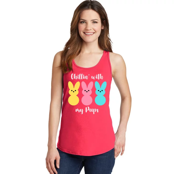 Chillin With My Peeps Easter Bunny Funny Cute Ladies Essential Tank