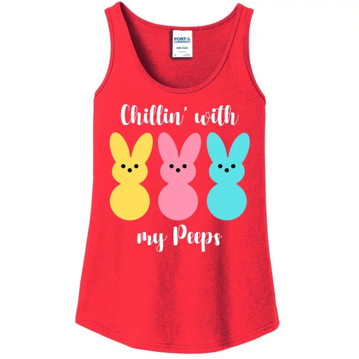 Chillin With My Peeps Easter Bunny Funny Cute Ladies Essential Tank