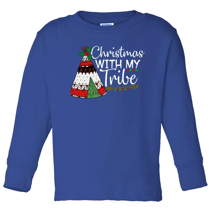 Christmas With My Tribe Red Plaid Family Matching Outfit Great Gift Toddler Long Sleeve Shirt