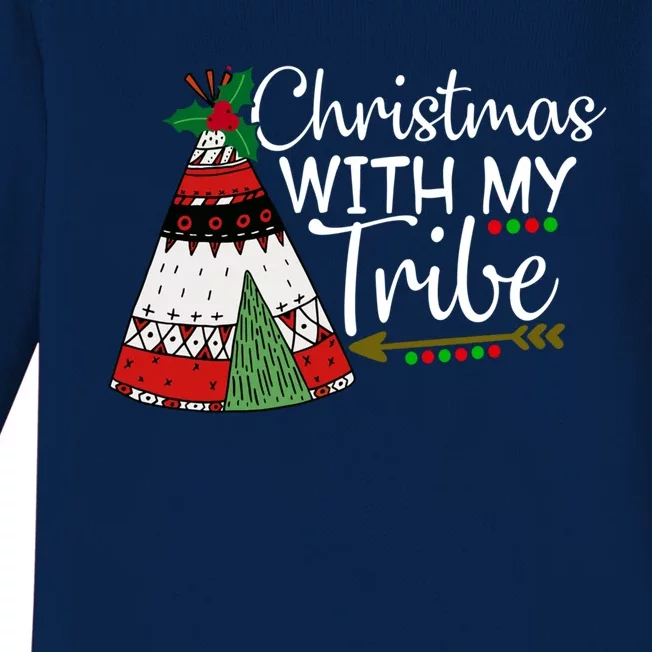 Christmas With My Tribe Red Plaid Family Matching Outfit Great Gift Baby Long Sleeve Bodysuit