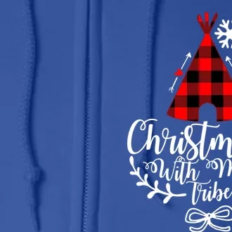 Christmas With My Tribe Red Plaid Family Matching Outfit Meaningful Gift Full Zip Hoodie