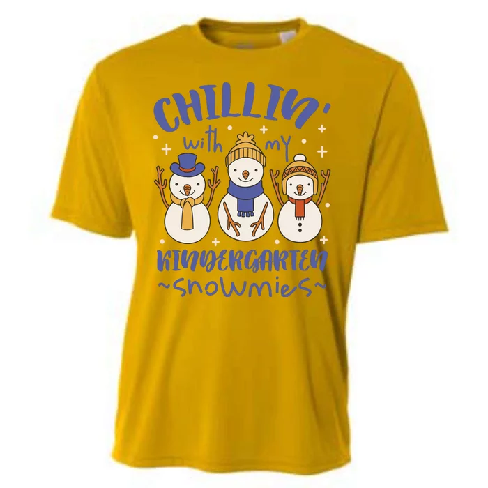 Chillin With My Kindergarten Snowmies Cute Winter Cooling Performance Crew T-Shirt