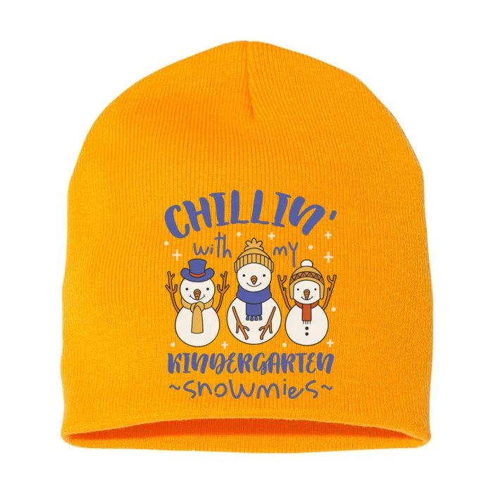 Chillin With My Kindergarten Snowmies Cute Winter Short Acrylic Beanie