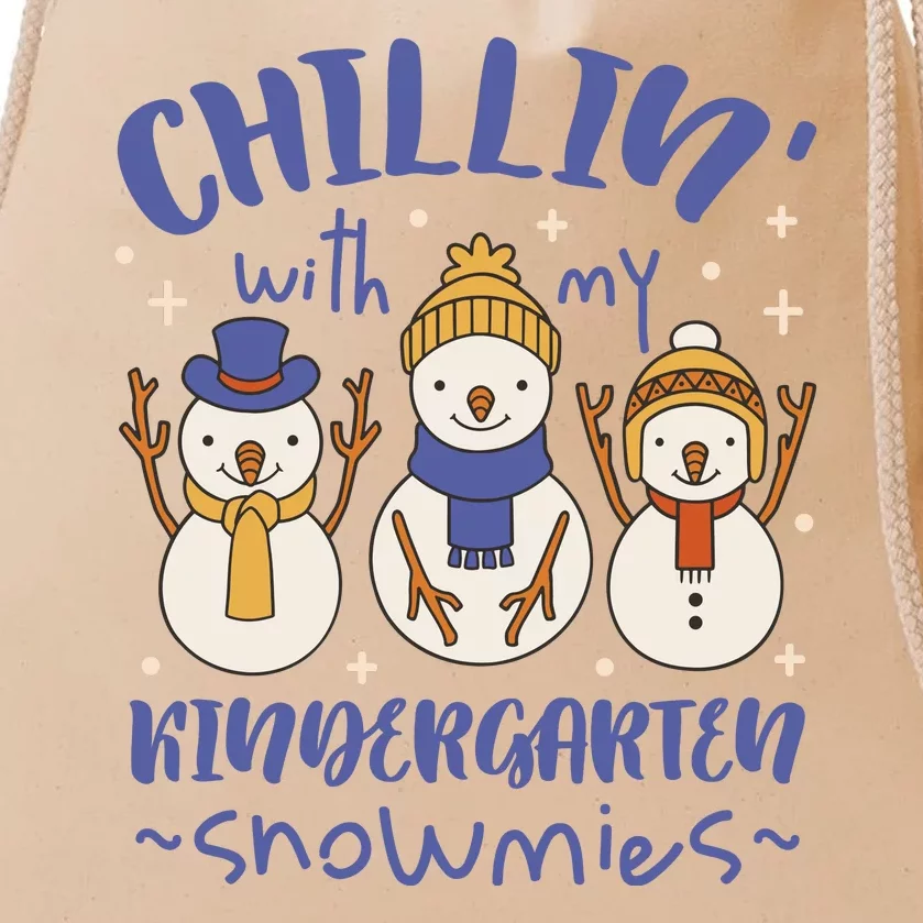 Chillin With My Kindergarten Snowmies Cute Winter Drawstring Bag