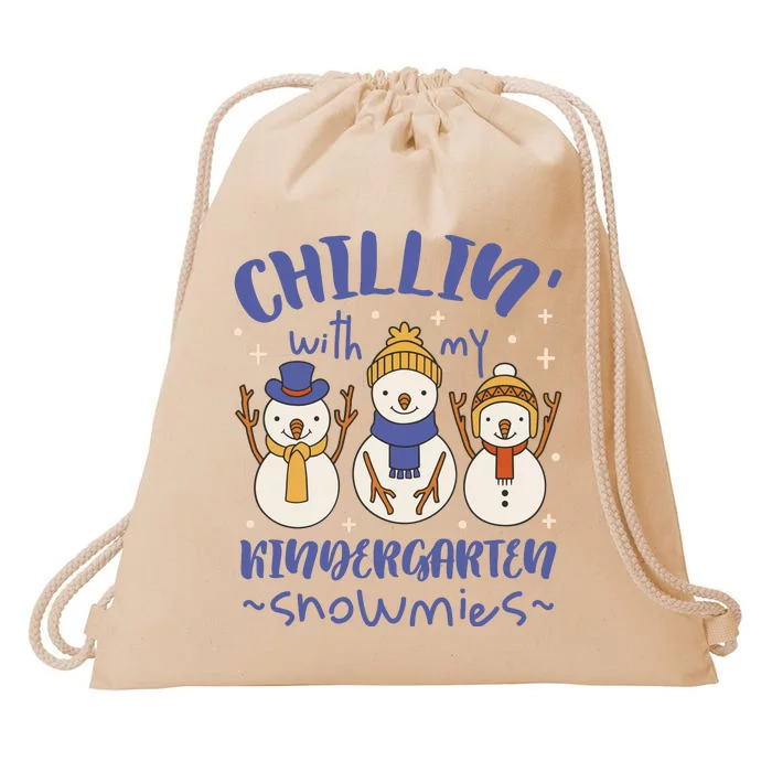 Chillin With My Kindergarten Snowmies Cute Winter Drawstring Bag