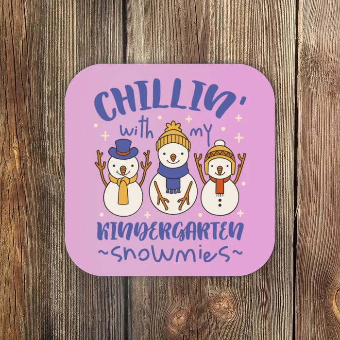 Chillin With My Kindergarten Snowmies Cute Winter Coaster