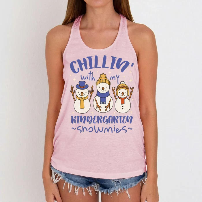 Chillin With My Kindergarten Snowmies Cute Winter Women's Knotted Racerback Tank