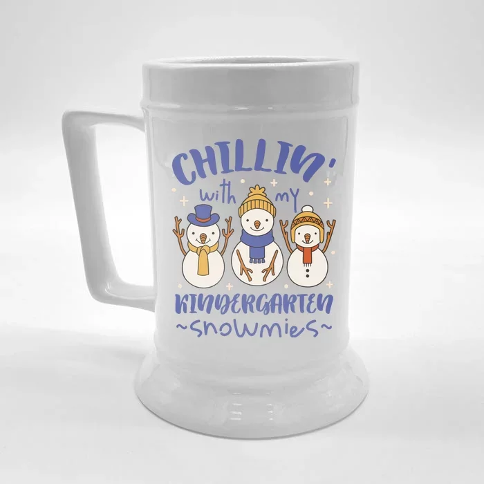 Chillin With My Kindergarten Snowmies Cute Winter Front & Back Beer Stein