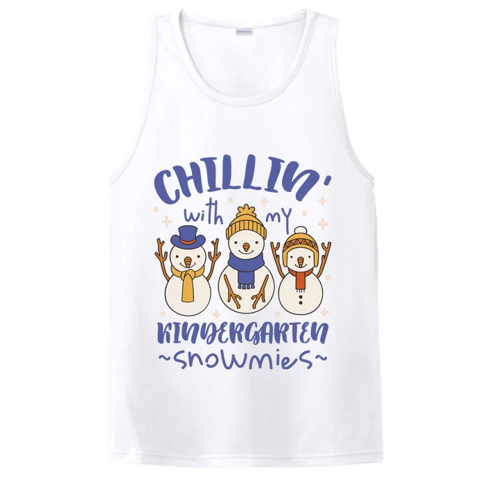 Chillin With My Kindergarten Snowmies Cute Winter Performance Tank