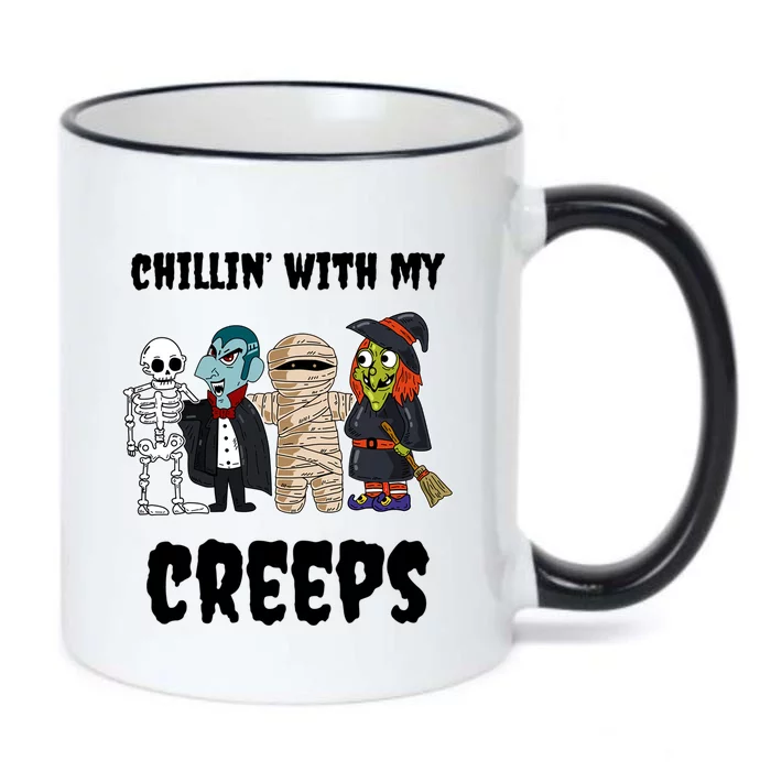 Chillin With My Creeps Monster Witch Vampire Skeleton Mummy Gift Black Color Changing Mug