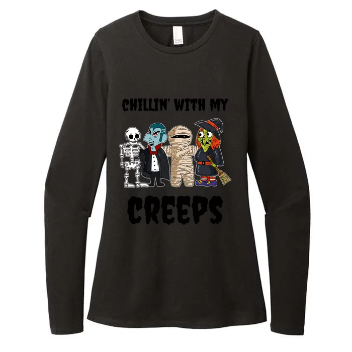 Chillin With My Creeps Monster Witch Vampire Skeleton Mummy Gift Womens CVC Long Sleeve Shirt