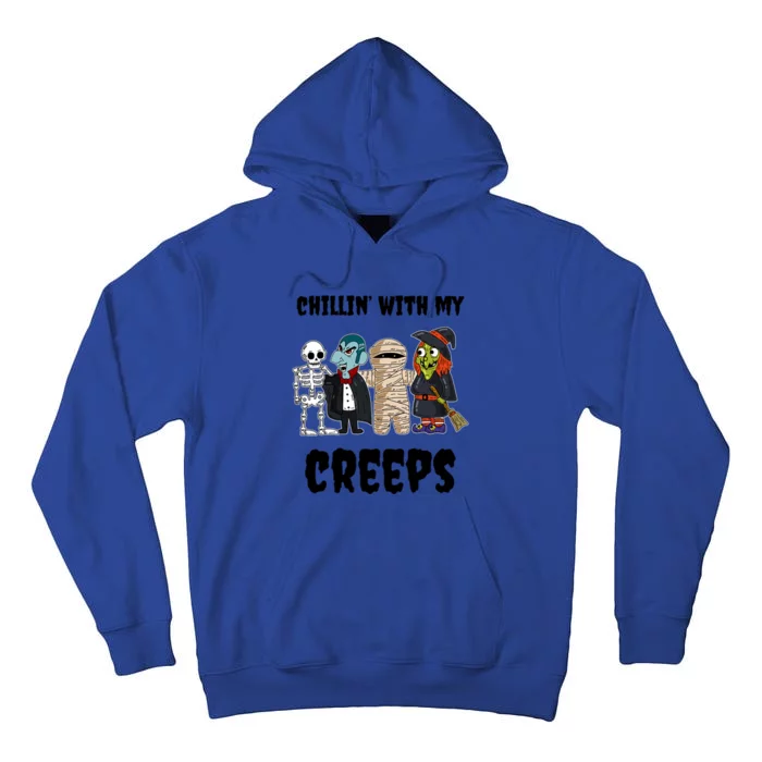 Chillin With My Creeps Monster Witch Vampire Skeleton Mummy Gift Tall Hoodie