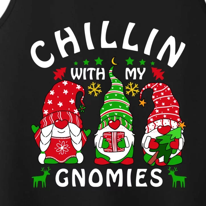 Chillin With My Gnomies Funny Christmas Teachers Gnomes Gift Performance Tank