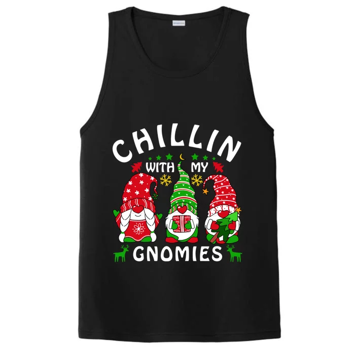 Chillin With My Gnomies Funny Christmas Teachers Gnomes Gift Performance Tank