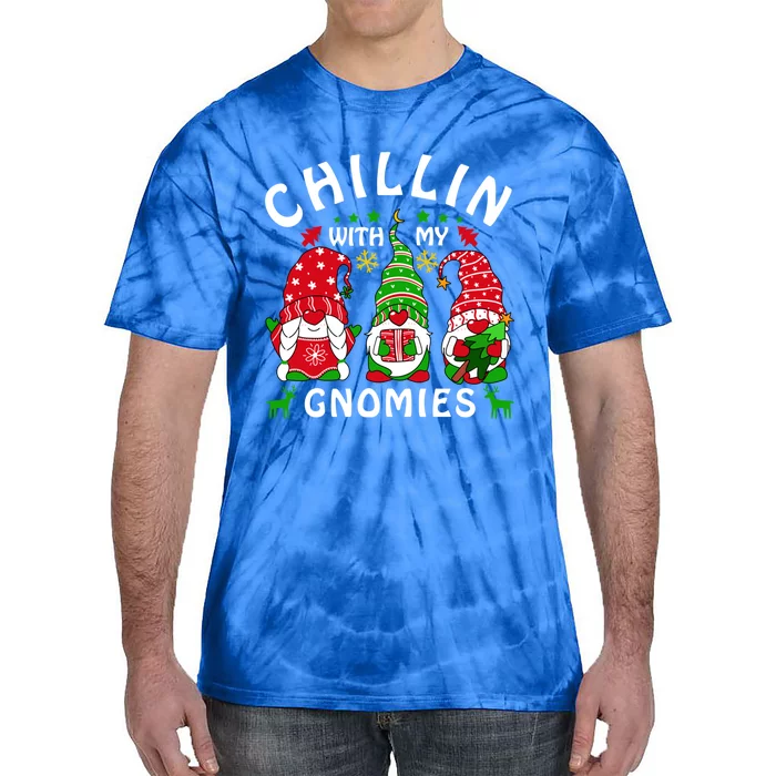 Chillin With My Gnomies Funny Christmas Teachers Gnomes Gift Tie-Dye T-Shirt