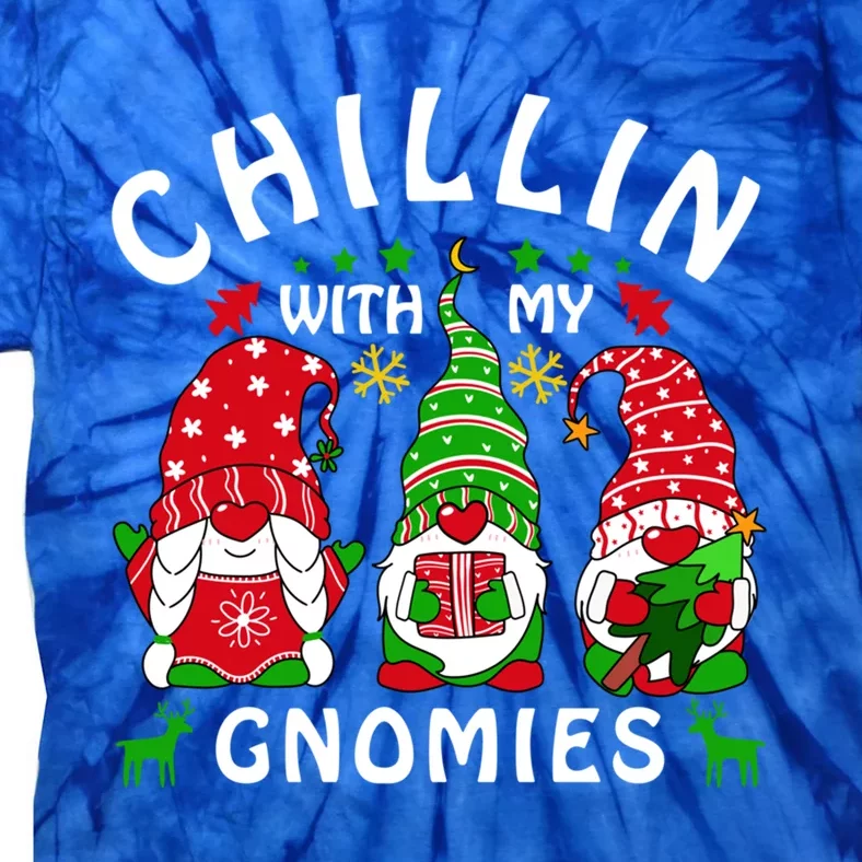 Chillin With My Gnomies Funny Christmas Teachers Gnomes Gift Tie-Dye T-Shirt