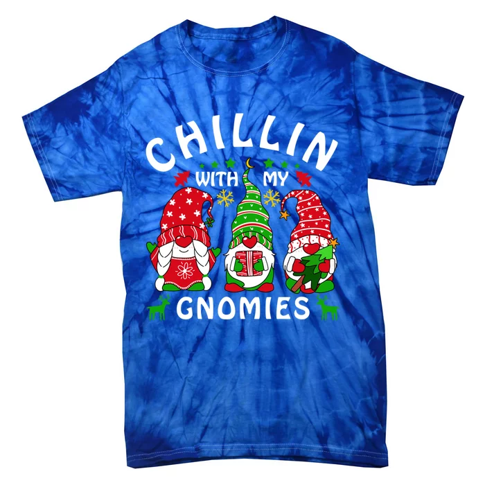 Chillin With My Gnomies Funny Christmas Teachers Gnomes Gift Tie-Dye T-Shirt