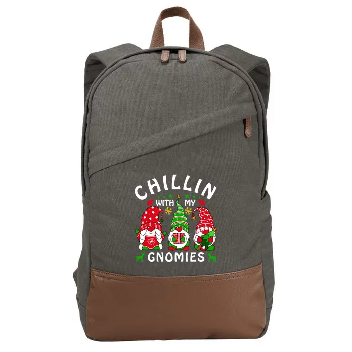 Chillin With My Gnomies Funny Christmas Teachers Gnomes Gift Cotton Canvas Backpack