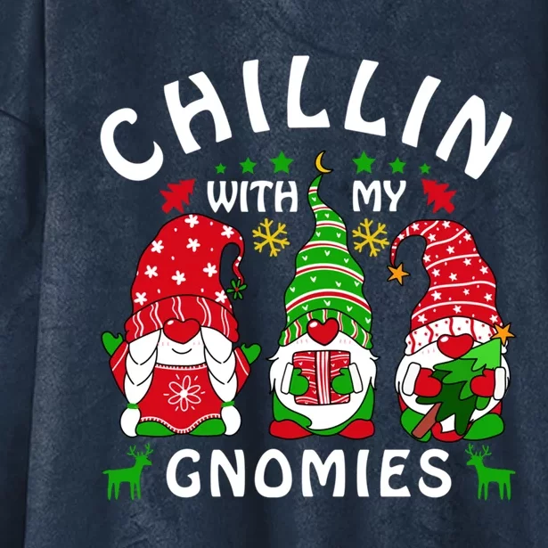 Chillin With My Gnomies Funny Christmas Teachers Gnomes Gift Hooded Wearable Blanket