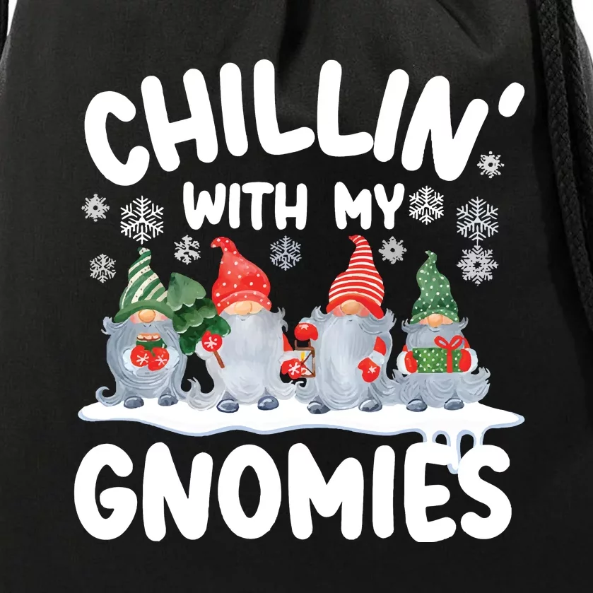 Chillin With My Gnomies Funny Christmas Drawstring Bag