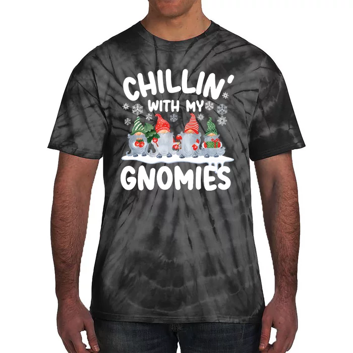 Chillin With My Gnomies Funny Christmas Tie-Dye T-Shirt