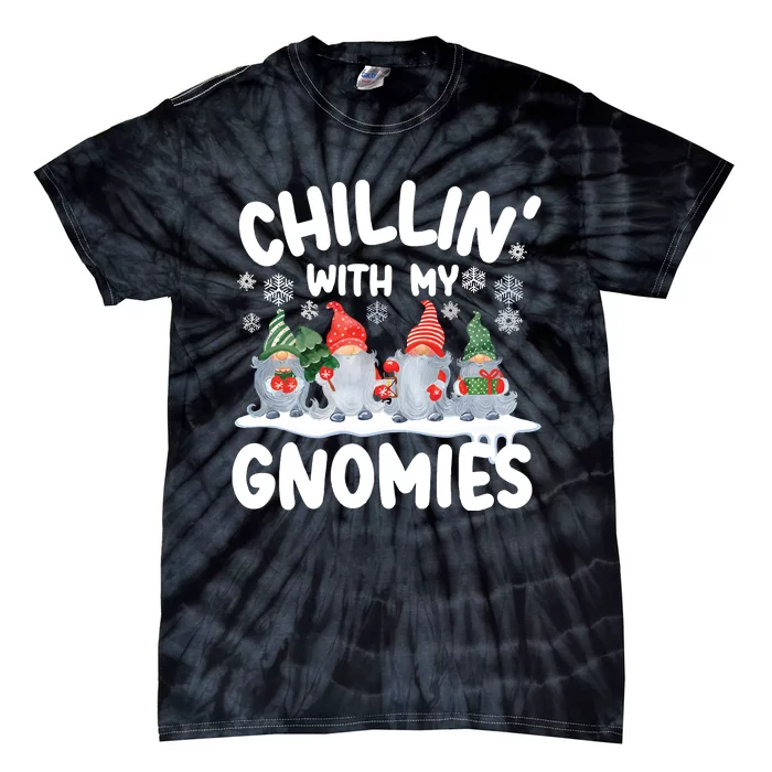 Chillin With My Gnomies Funny Christmas Tie-Dye T-Shirt