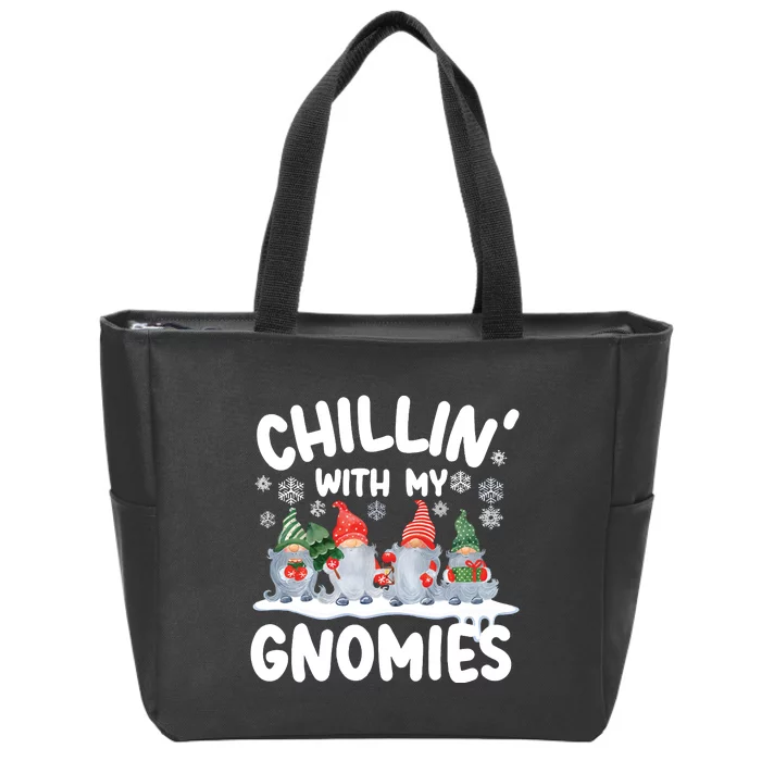 Chillin With My Gnomies Funny Christmas Zip Tote Bag