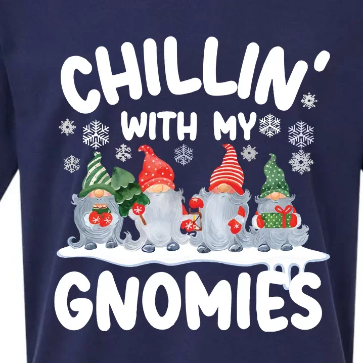 Chillin With My Gnomies Funny Christmas Sueded Cloud Jersey T-Shirt