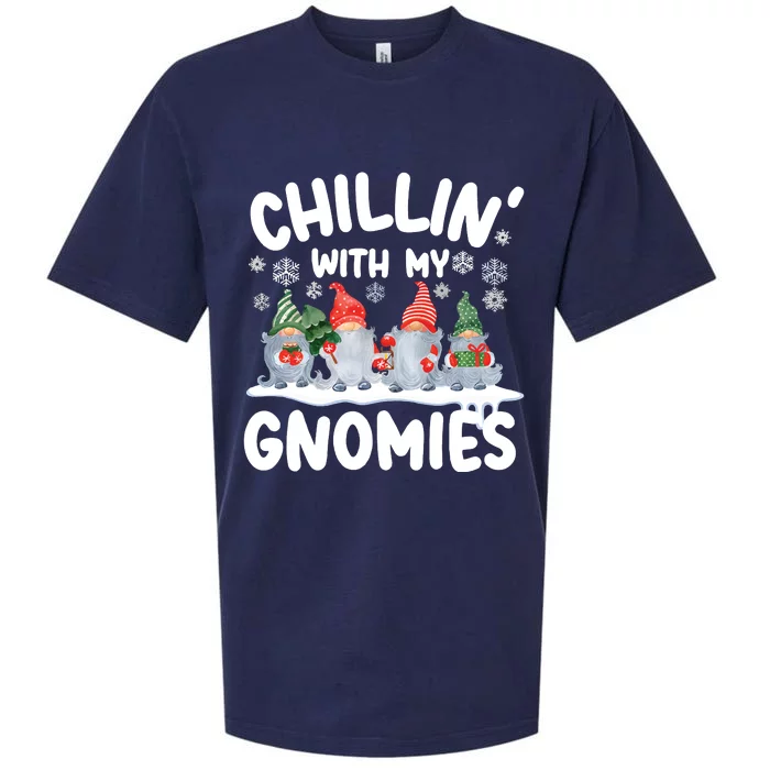 Chillin With My Gnomies Funny Christmas Sueded Cloud Jersey T-Shirt