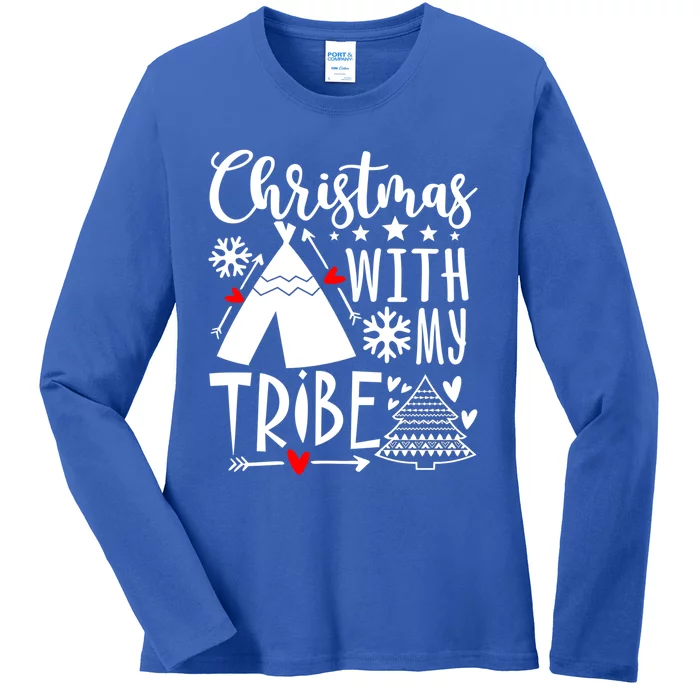 Christmas With My Tribe Red Plaid Family Matching Outfit Gift Ladies Long Sleeve Shirt