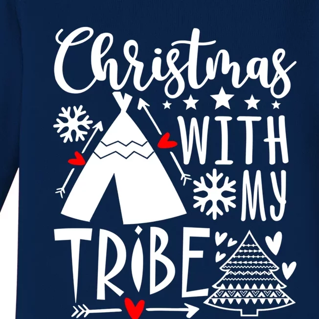 Christmas With My Tribe Red Plaid Family Matching Outfit Gift Baby Long Sleeve Bodysuit