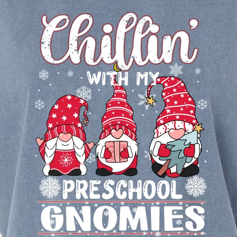 Chillin With My Preschool Gnomies Christmas Teacher Gnome Meaningful Gift Garment-Dyed Women's Muscle Tee