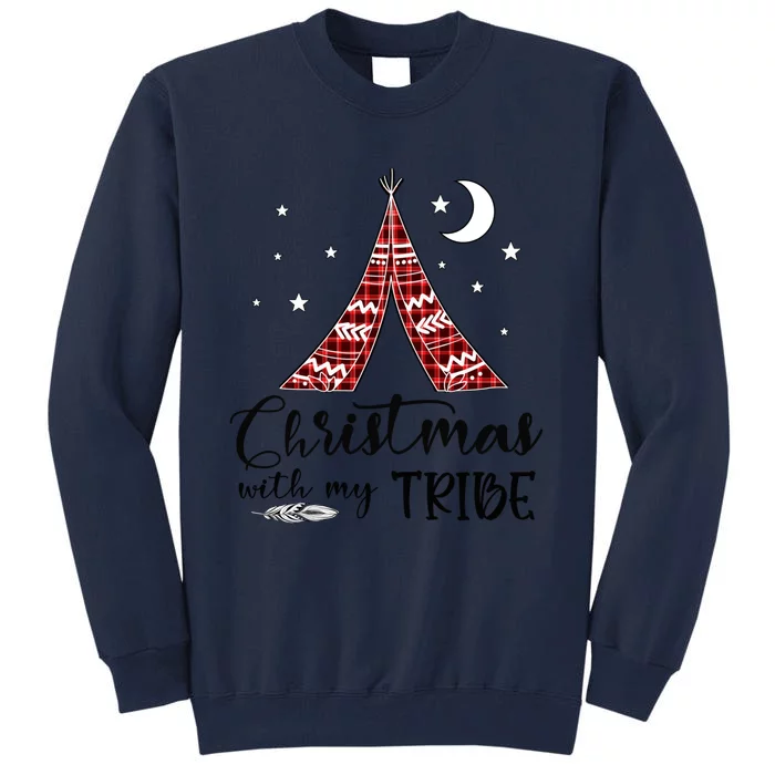 Christmas With My Tribe Red Plaid Family Matching Outfit Gift Tall Sweatshirt