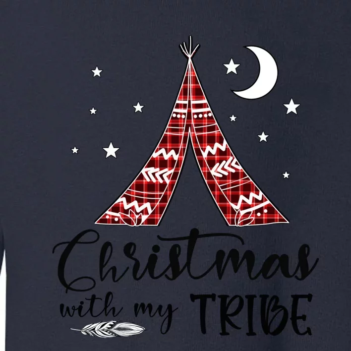 Christmas With My Tribe Red Plaid Family Matching Outfit Gift Toddler Sweatshirt