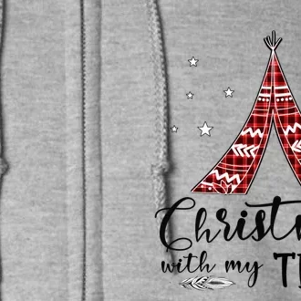 Christmas With My Tribe Red Plaid Family Matching Outfit Gift Full Zip Hoodie