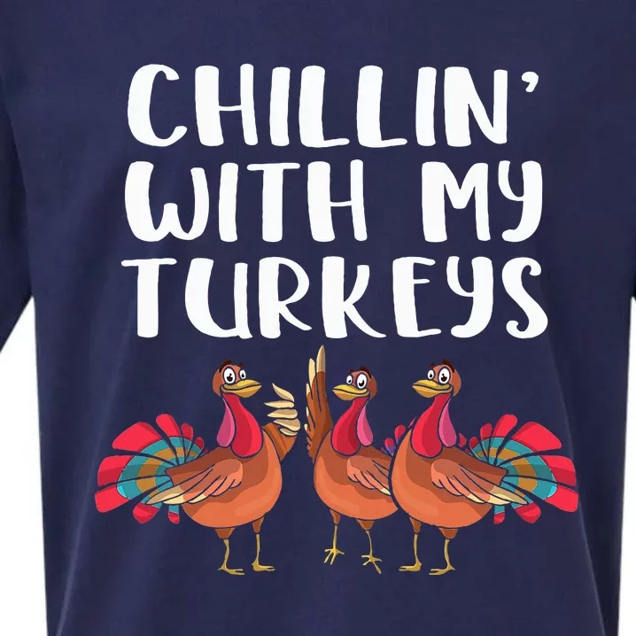 Chillin With My Turkeys Thanksgiving Season Family Lover Sueded Cloud Jersey T-Shirt