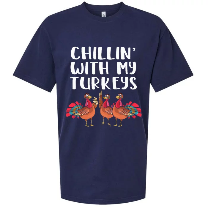 Chillin With My Turkeys Thanksgiving Season Family Lover Sueded Cloud Jersey T-Shirt