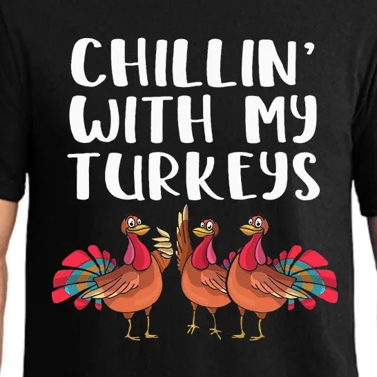 Chillin' With My Turkeys Thanksgiving Season Family Lover Pajama Set