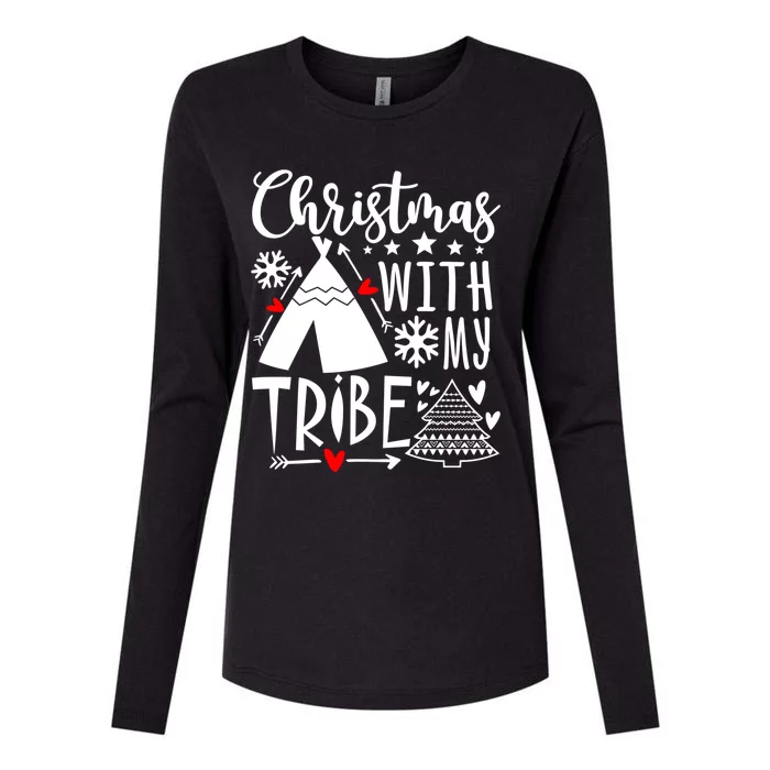 Christmas With My Tribe Xmas Family Matching Outfit Cool Gift Womens Cotton Relaxed Long Sleeve T-Shirt