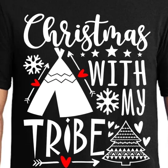 Christmas With My Tribe Xmas Family Matching Outfit Cool Gift Pajama Set