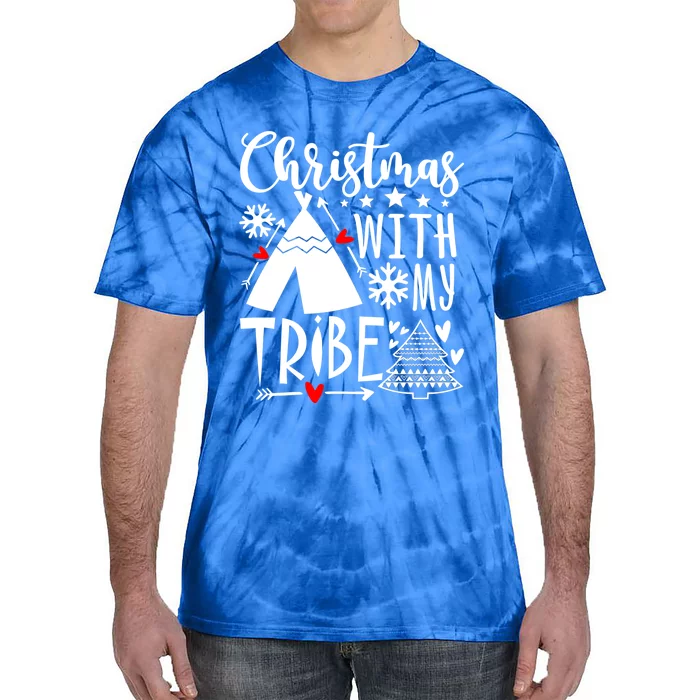 Christmas With My Tribe Xmas Family Matching Outfit Cool Gift Tie-Dye T-Shirt