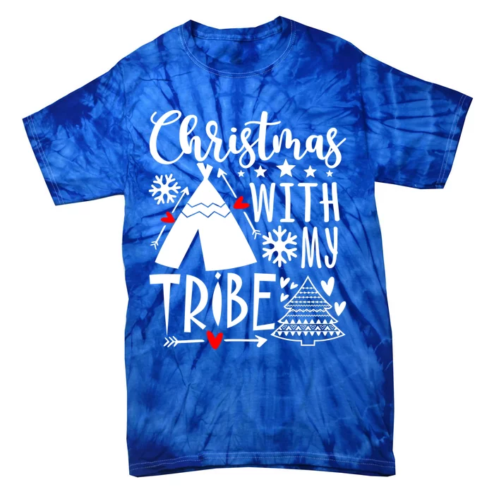 Christmas With My Tribe Xmas Family Matching Outfit Cool Gift Tie-Dye T-Shirt