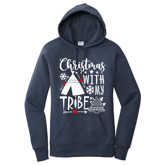 Christmas With My Tribe Xmas Family Matching Outfit Cool Gift Women's Pullover Hoodie