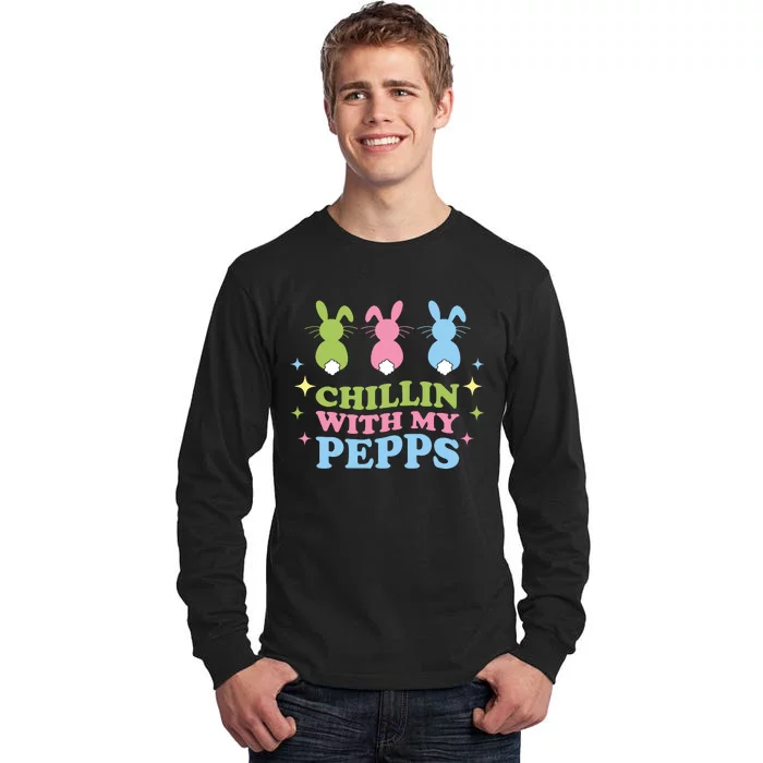 Chillin With My Peeps Funny Easter Bunnies Tall Long Sleeve T-Shirt