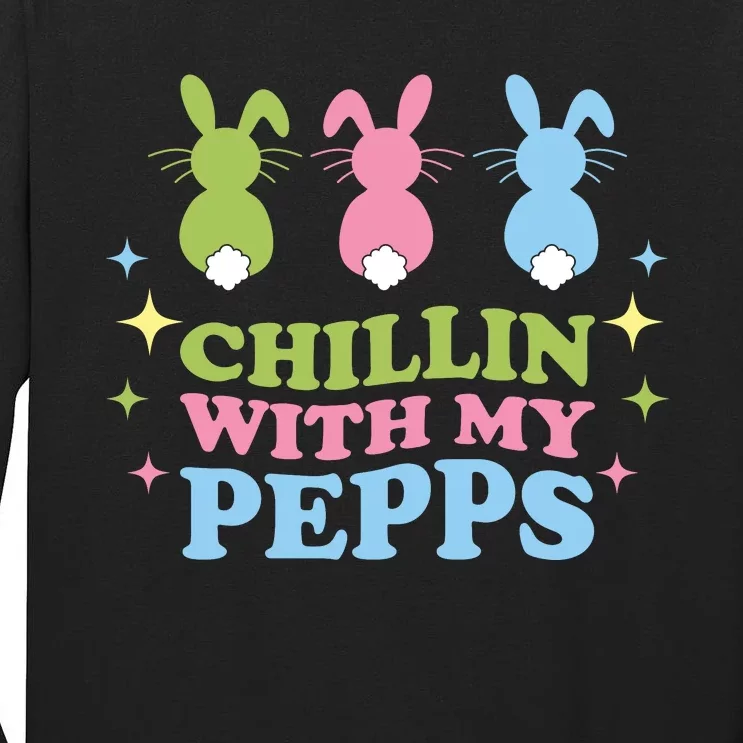 Chillin With My Peeps Funny Easter Bunnies Tall Long Sleeve T-Shirt